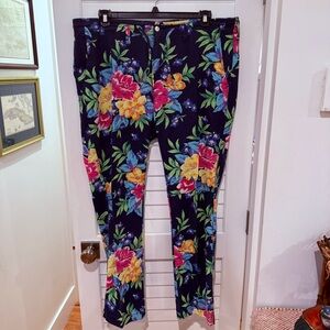 Polo Ralph Lauren Men’s Floral Linen Blend Pants Sz 38 X 32 Navy Blue Straight